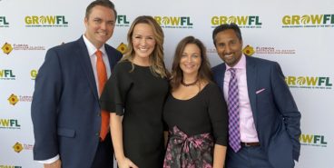 PeakActivity team members, from left, Scott Townsend, Robin Dimond, Alison Riveira, and CEO Manish Hirapara at the GrowFL awards ceremony in 2019. PeakActivity was named to Florida Companies to Watch, a statewide program honoring 50 top companies.