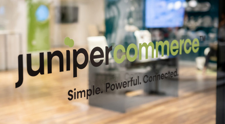 JuniperCommerce Logo on Gla 768x426